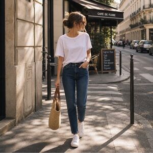 Classic High-Rise Slim Jeans for Women - Dark Blue